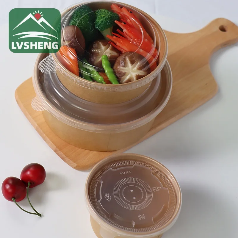 Wholesale food grade disposable kraft recyclable 500 ml paper bowl