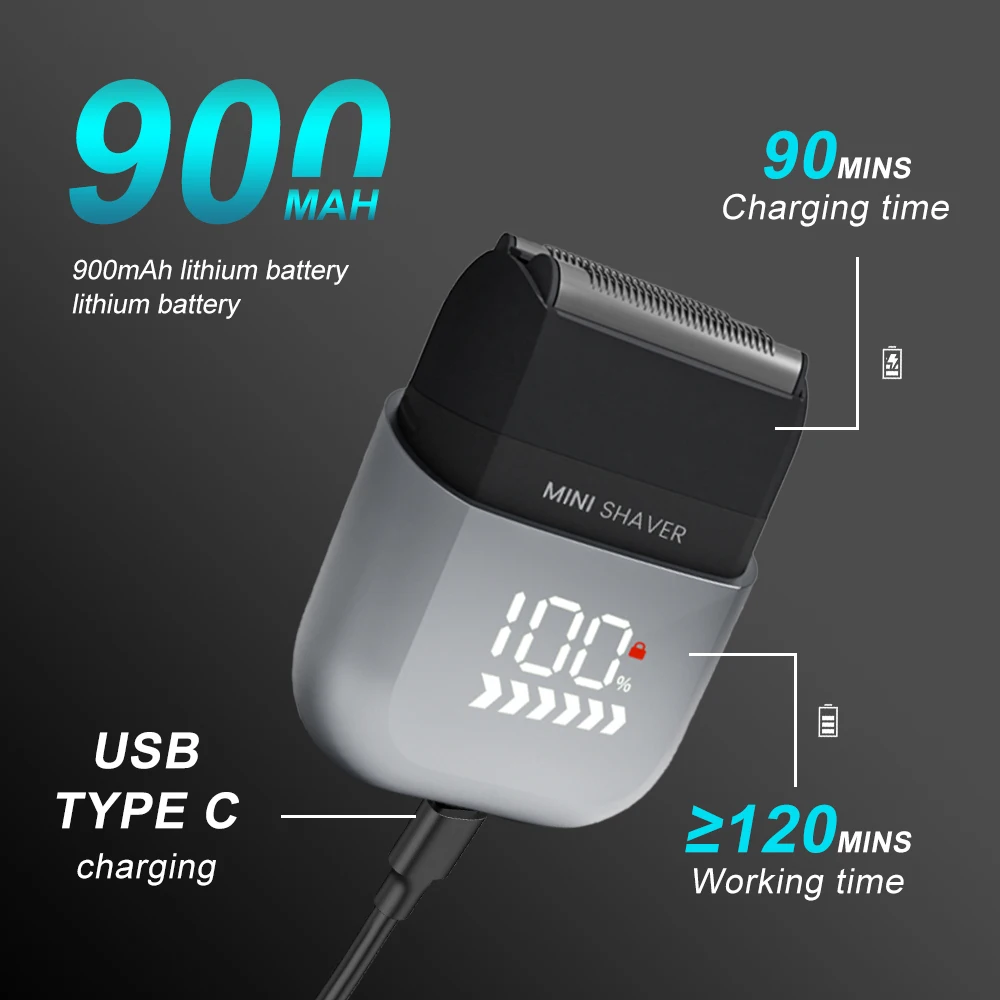 Pritech New Arrivals IPX7 Waterproof pocket shaver 7500rpm Strong Motor Washable Mini Electric Shaver for travel