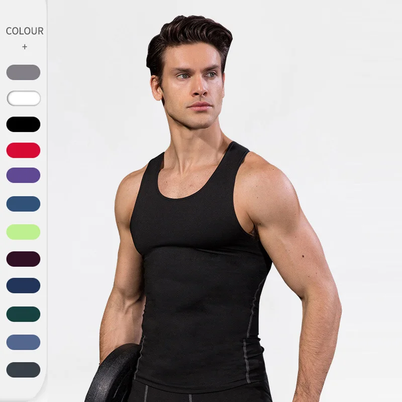 Camisetas Sin Mangas Sports Training Tight Sleeveless Vest Singlet Quick Dry Tank Top Men White Fitness Singlet Gym Tank Top
