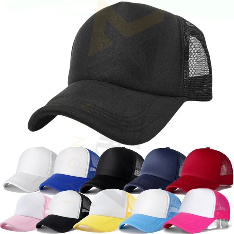 Professional Custom Printing Embroidery Logo Plain 5 Panel Baseball Cap Mesh Foam Trucker Hat