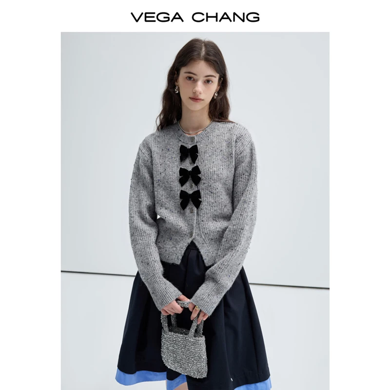 Vega Chang 2025 New Knitwear For Fall  Niche Design Miu Stylish  Butterfly Cardigan Top  Wool Sweater