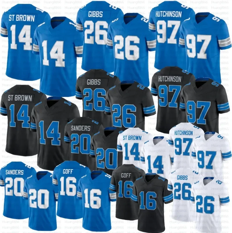 Alex Anzalone Jahmyr Gibbs Football Jersey Jack Campbell Barry Sanders Jared Goff Sam Laporta David Montgomery Amon-Ra St. Brown