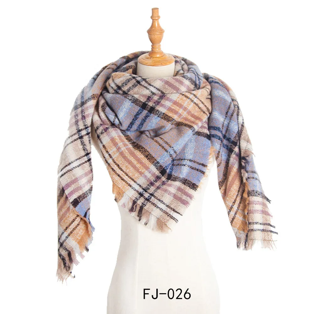 
2019 Hot sale custom print women plaid elegant scarf with fringe custom scarf cotton printing scarf cashmere 