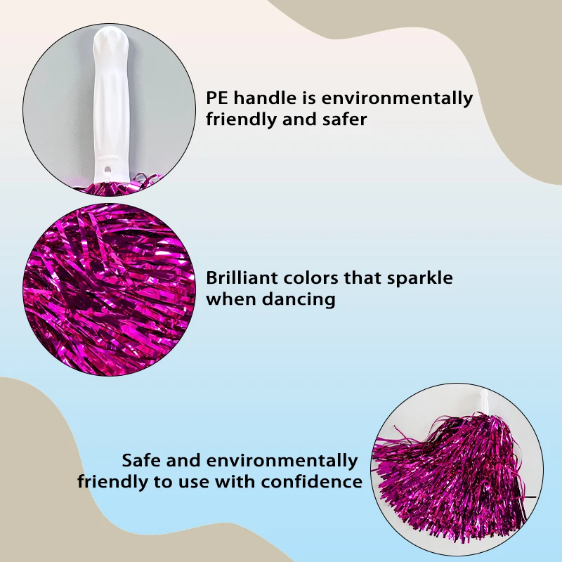 Wholesale High Quality Cheerleading Pet Material Plastic Pompom Cheering Pom Poms