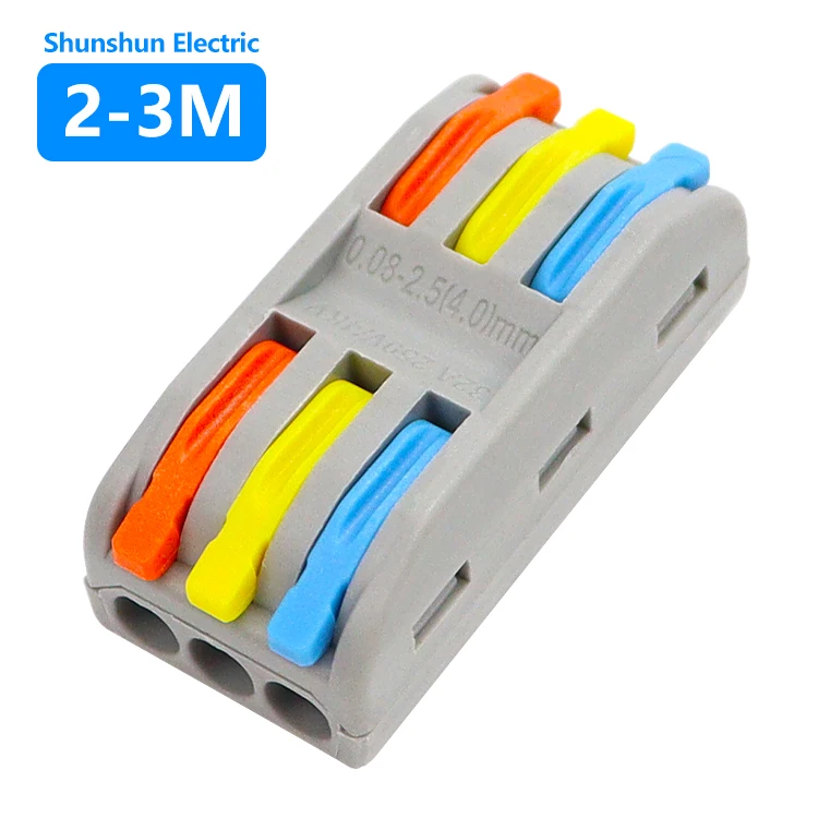 Best quality 3 in 3 out Led lighting quick safe wire connector 0~400V compact splicing auto connector Model 2-3M