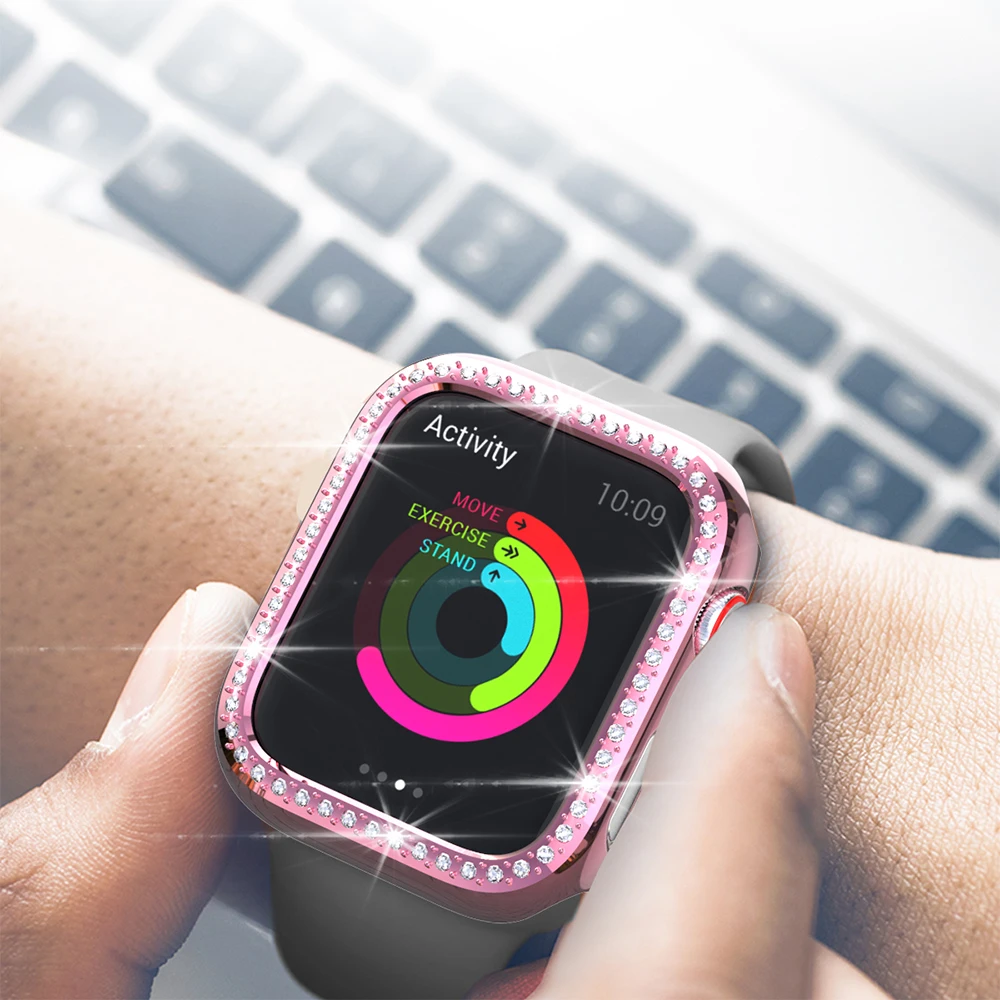  Блестящий Алмазный защитный чехол для Apple watch apple ободок 38 40 42 44