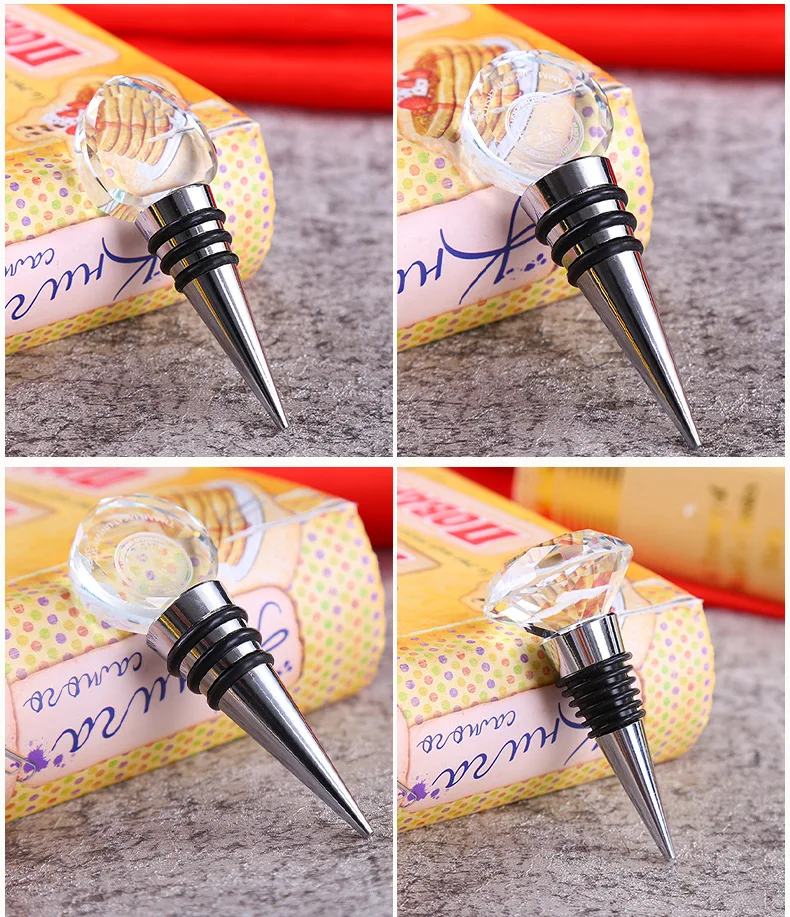 Custom Bottle Stopper Crystal Red Wine Corks Champagne Wine Stopper Gifts for Wedding or Party Decoration