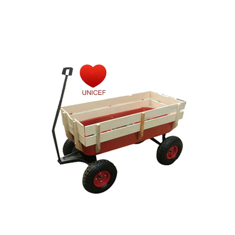 
Amazon hot selling Kids Wood and Steel Wagon All Terrain Pulling Play Cart Children Wagon Stroller 