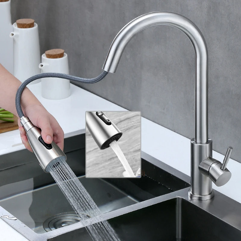 Hot Sales Kitchen Pull-Out Telescopic Cold And Hot Random Pulling Faucet Sink Dishwasher Basin Faucet For Kitchen