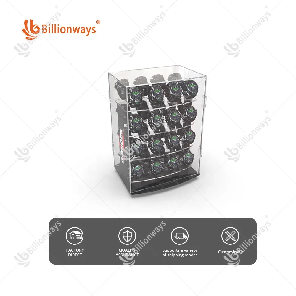 Customized Clear Acrylic Watch Display Holder Stand, PMMA Watch Display Cabinet Case