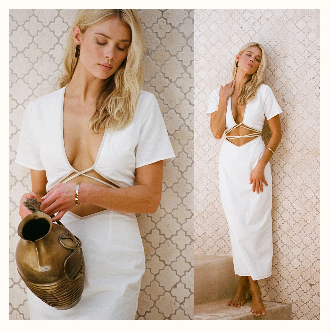 AOPU Bra cutout open back Dress Custom Fashion Lady Elegant Summer Girls Casual Womens Dresses Knitting Dresses