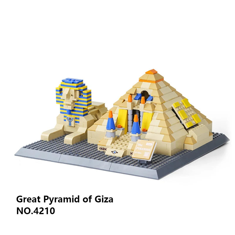 Building Series Attraction 4210 Egypt Pyramid of Giza Compatible Particles Educational Building Block Toy Set for Kids Unisex