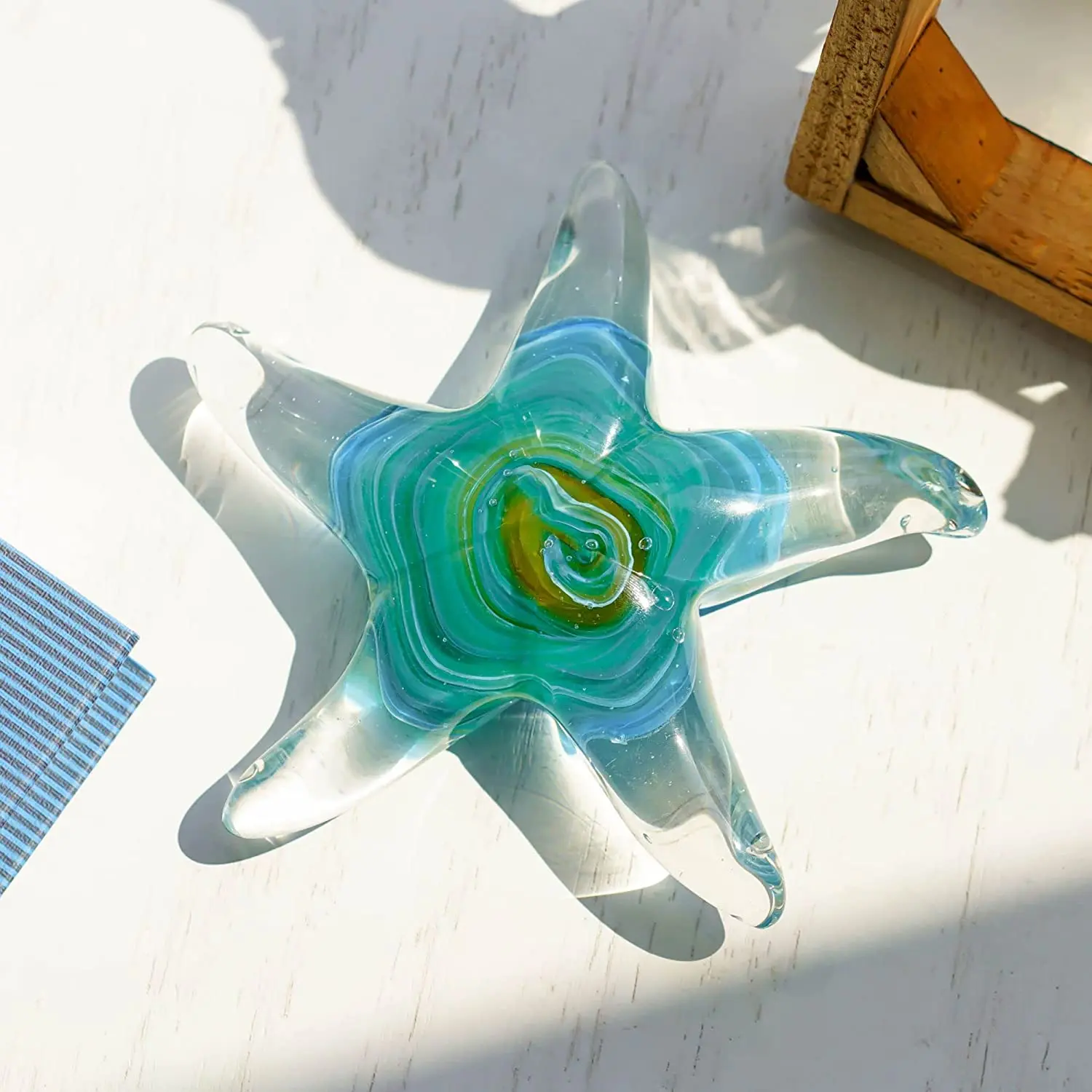 Glass Star Fish Crystal Handmade Glass Blown Table Decor Starfish Figurine Collectible Ornament