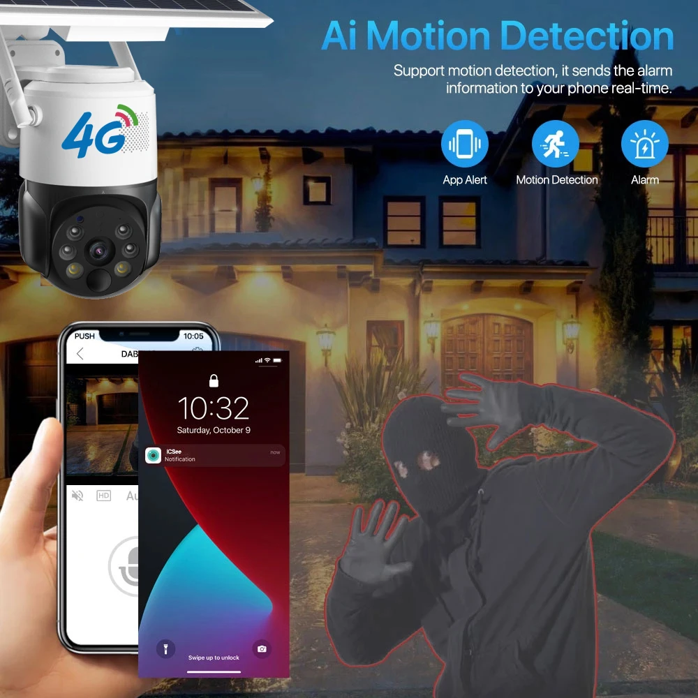 Solar Camera Wifi Outdoor 1080P Wireless Surveillance Camera With Solar Panel IP CCTV One Year Free Cloud Storage