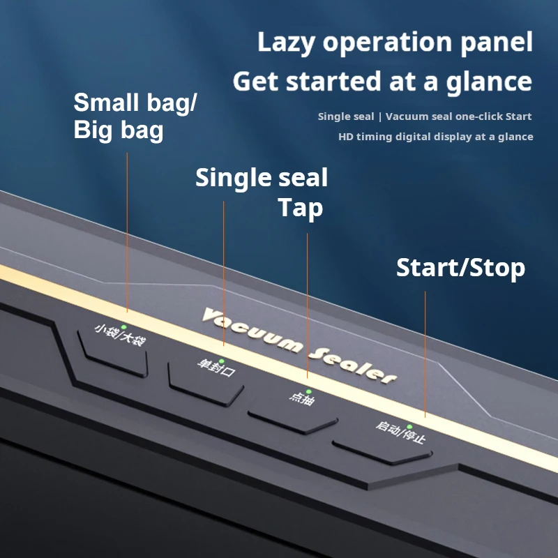 28cm Electric Outdoor Vacuum Sealer Large Sized Simple Interface 60 kPa Suction 2 Modes Extended 28cm Seal Made of Plastic