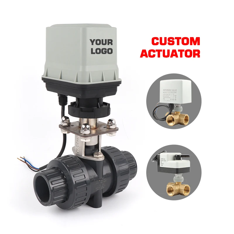 Customizable 1 1/2in DN40 Large Diameter Plastic Ball Valve with Electric Actuator for Farmland Irrigation OEM Support