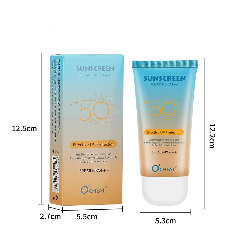 Private Label Korean Sunscreen Lotion Cream Long-Lasting UV Protection 50g Waterproof Facial Sunblock with SPF 50