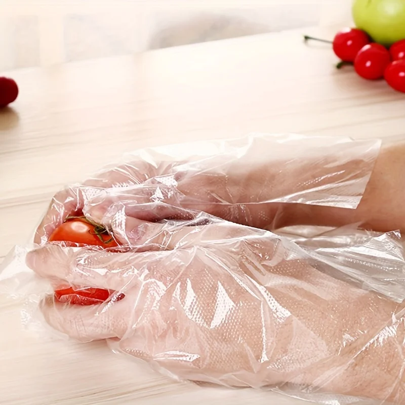 Оптовая продажа пластиковых беспорошковых перчаток для пищевых продуктов прозрачные белые синие одноразовые перчатки на заказ