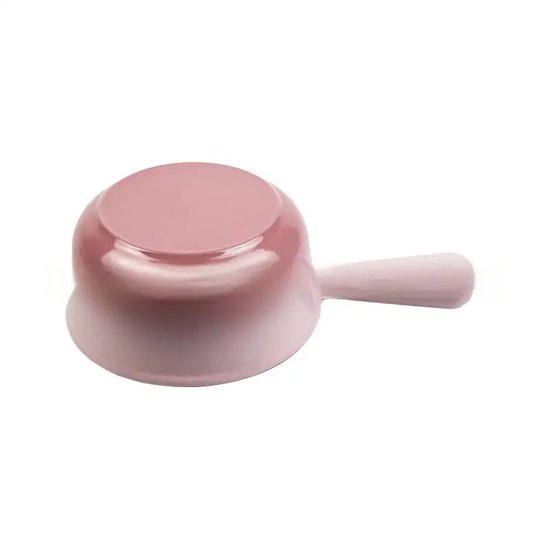 Custom logo Mini enamelled cast iron saucepan 16CM milk stockpot with handle oven Safe kitchen Cookware