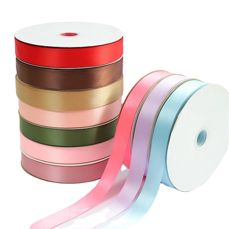 Double-Faced Satin Ribbon 100% Polyester Grosgrain Single Face Style Sustainable Solid Color Design