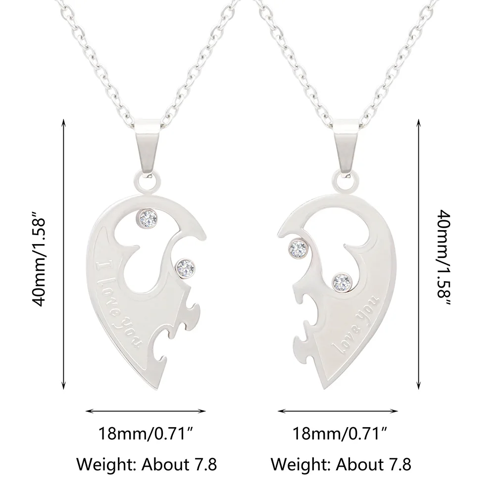 Rushed Fantastic Creative Colorfast Lover Best Friend Gift Dockable Women Men Heart Stainless Steel Necklace For Couple