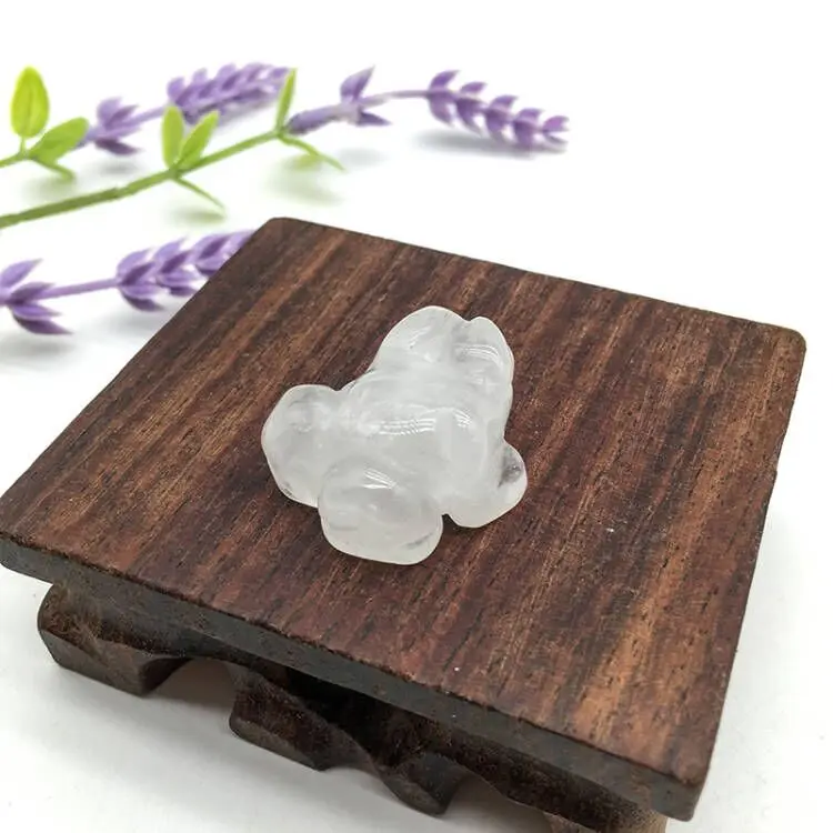 Wholesale Natural crystal mini carving Hand Made clear quartz frog heading crystal mini animals for home decoration and Sale