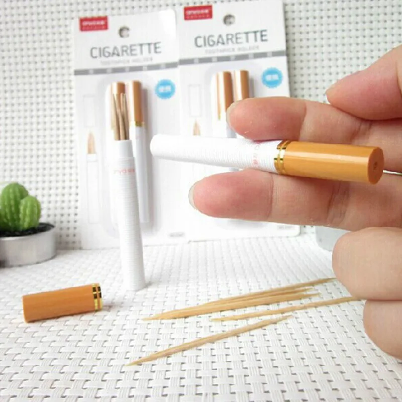 New design Portable Pocket Toothpick Holder Creative Cigarette Shape Mini Toothpick box Pocket Toothpick Holder