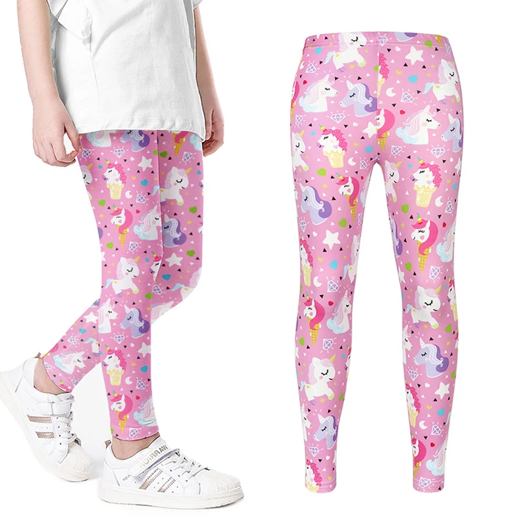 Wholesale Baby Girl Leggings Stretch Pants Cartoon Printed Leggings Full Length Summer Bottom Pants