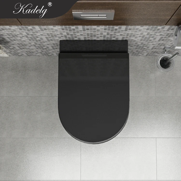 Bathroom Round Wall Hung Black  Toilet Ceramic