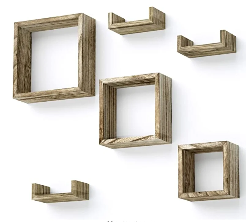 
Love Floating Shelves Wall Mounted Set of 6 Rustic Wood Shelves 