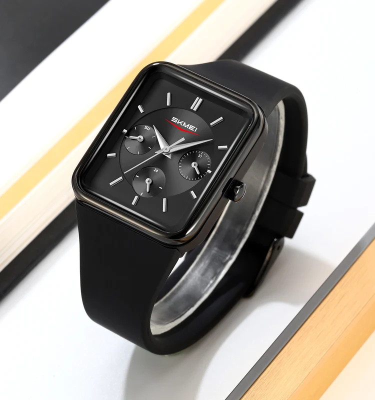 New Design Quartz Watches For Men or Lady Silicone Strap Square Dial Sport Wristwatch Business Style Waterproof Watch SKMEI 2323