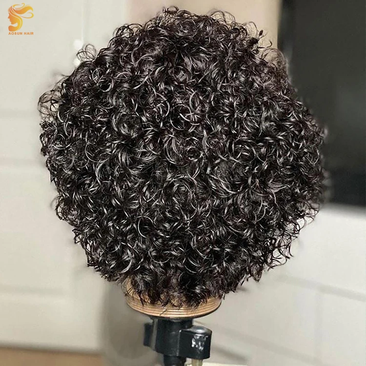 Aosun Bob Pixie Curls Lace Frontal Wig With Baby Hair, Wholesale Summer Pixie Cut Wigs, T Part Curly Pixie Wigs For Black Women