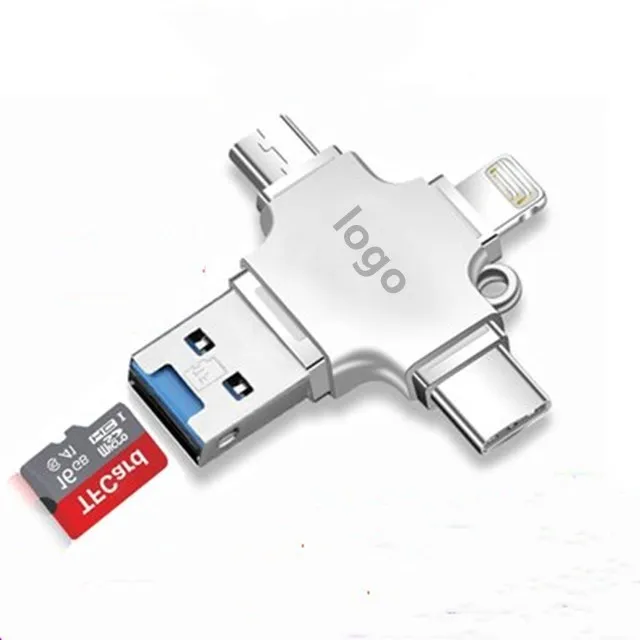 High-quality 4 in 1 USB 3.0 flash drive, mobile phone expansion storage is suitable for iPhone Android Type C USB key OTG  16GB