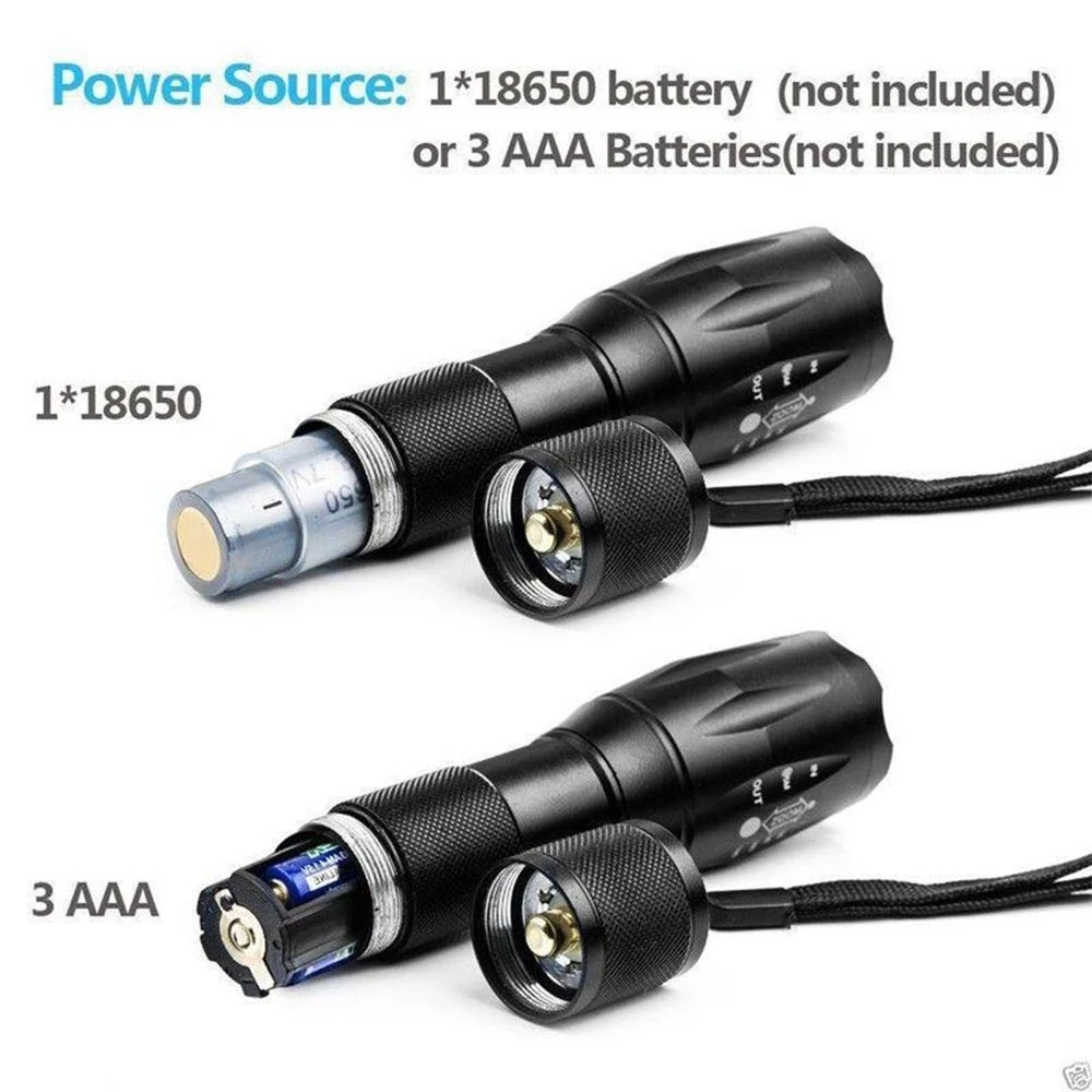High Power Aluminum Waterproof T6 Zoomable Flash Light Rechargeable Emergency Led Tactical Flashlights Torches for Sale