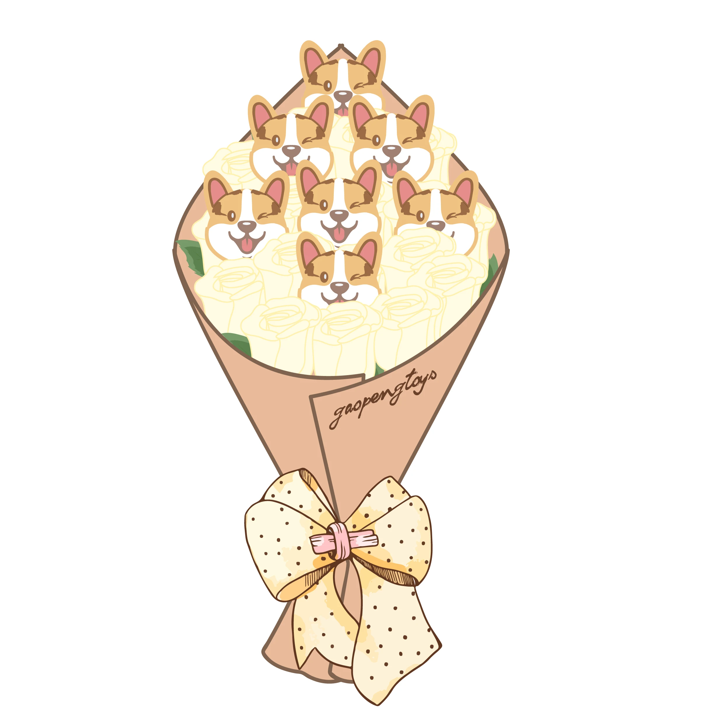 Мини-10 см плюшевые корги собаки щенка ко Дню Святого Валентина творческий подарок розы комплект подарки для украшения праздника