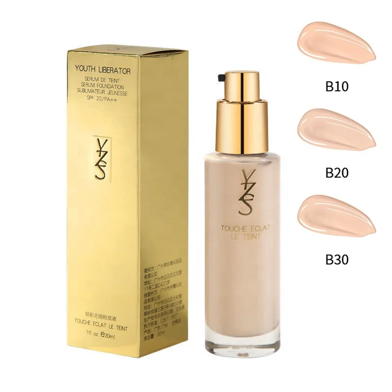 3 color Private Label Bright Flawless Liquid Foundation Essence De Teint Moisturize Hydrating Brighten Nude Base Foundation