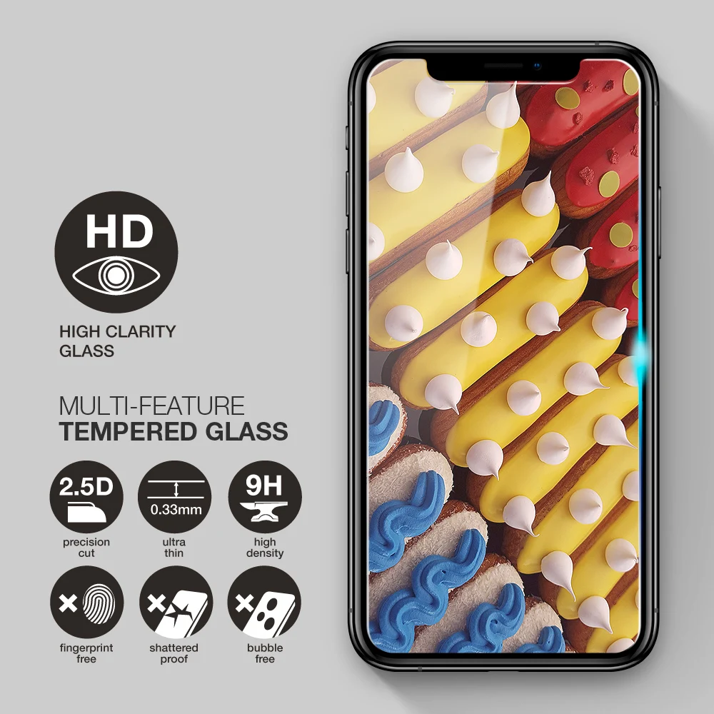 
For iPhone 11 PRO Tempered glass film with 99.99% High-definition clear hydrophobic and oleophobic screen coating 