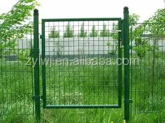 
Factory Q235 Europe style Round style steel powder coated single double garden gate and poles 