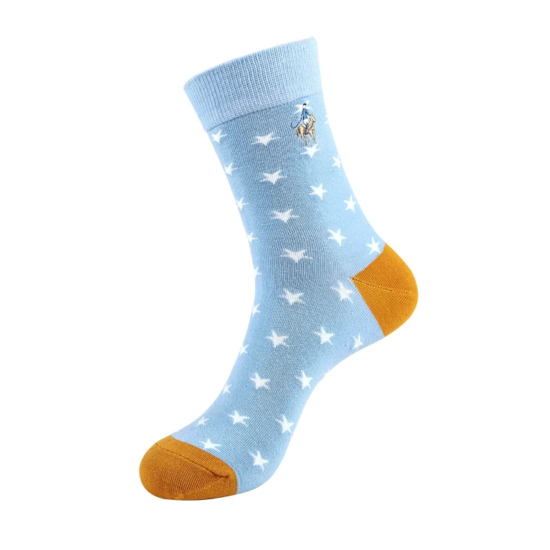 Wholesale brand classic formal office business casual star crew dress socks for men