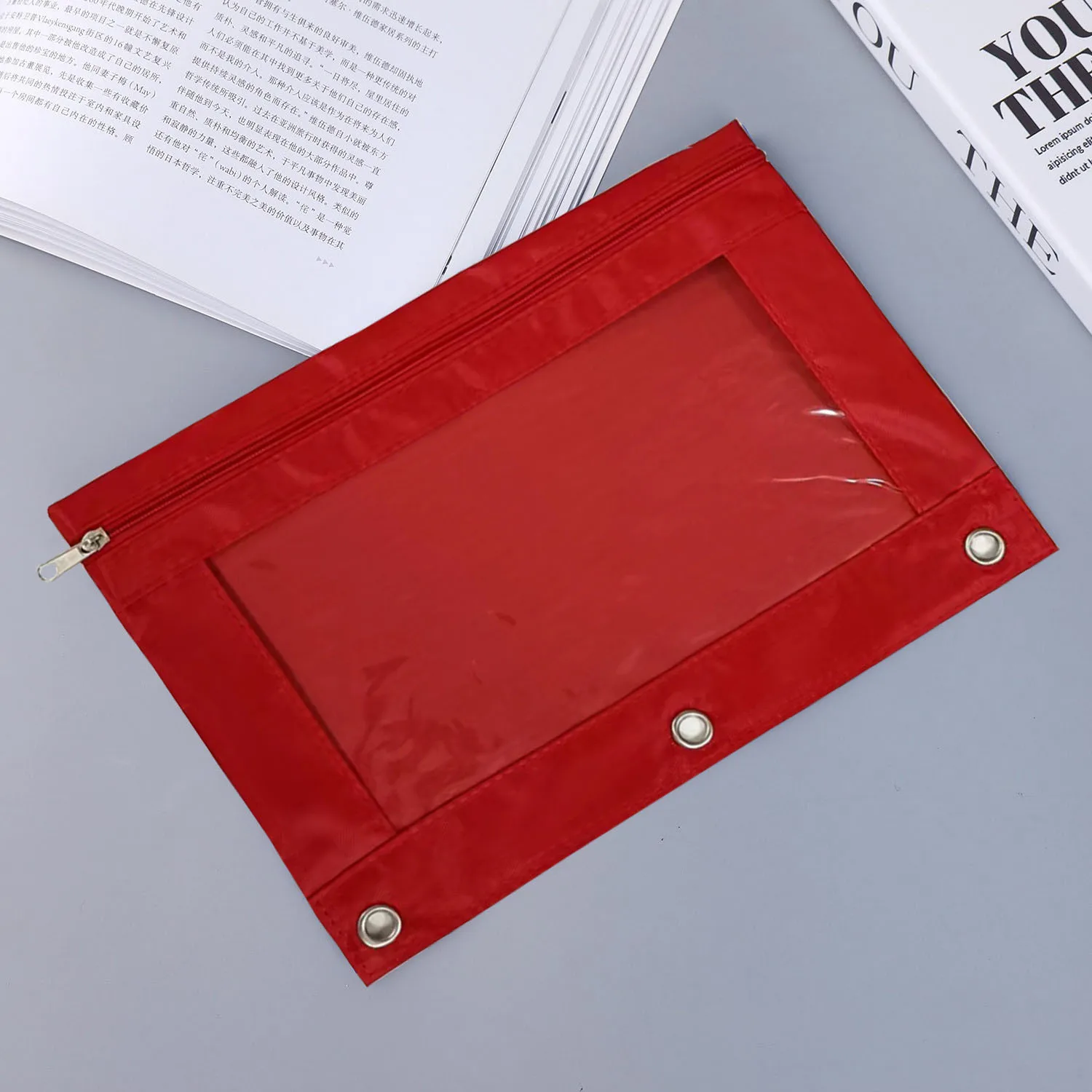 Three-hole file pencil case Oxford Cloth Binder Office B5 stationery bag Large capacity pen bag storage bag