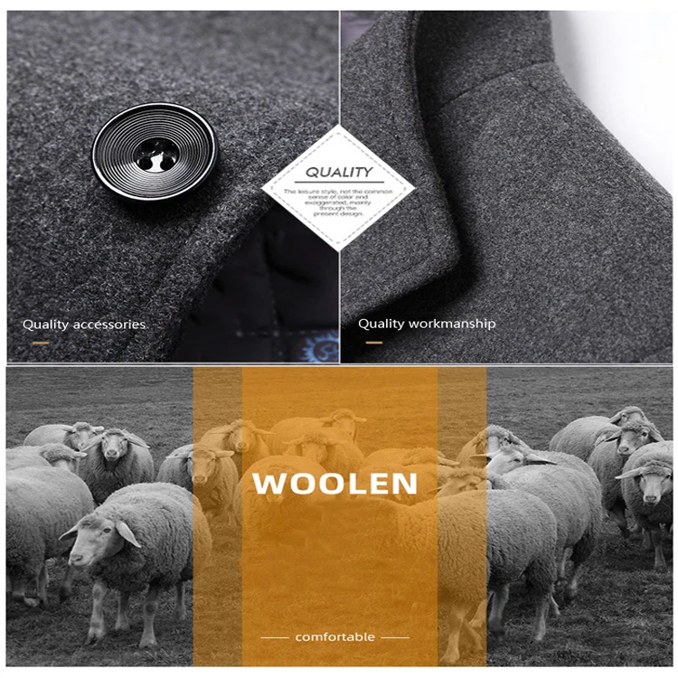 Wholesale trench coat 700g cashmere Comfortable and warm in winter veste longue homme mens wool coats