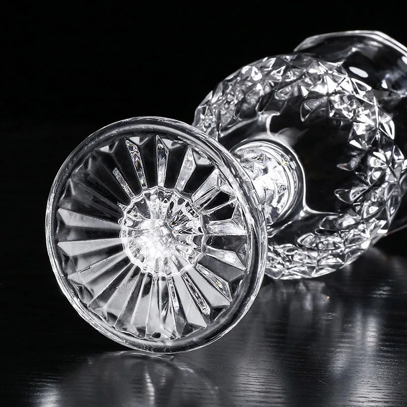 Customizable european style embossed transparent drinking water glass crystal vintage goblet wine glasses cup