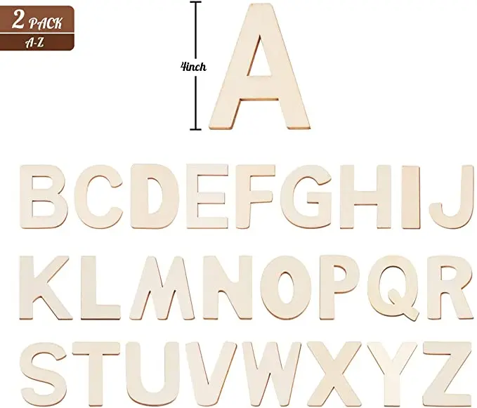 China Wholesale High Quality Unfinished Wood Letters for Painting Wall Decor wooden alphabet craft letters