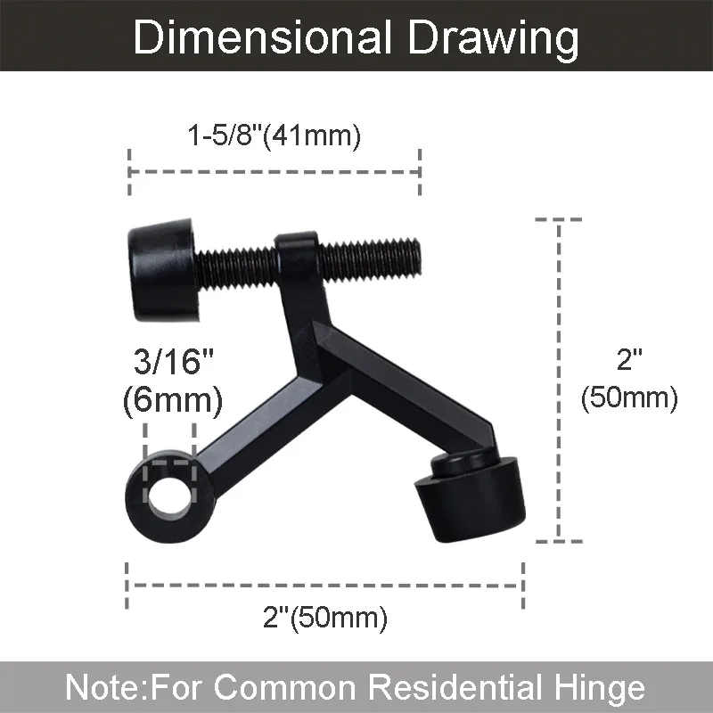 Popular American Style Easy Install Zinc Alloy Black Door Hinge Stops for Top of Door