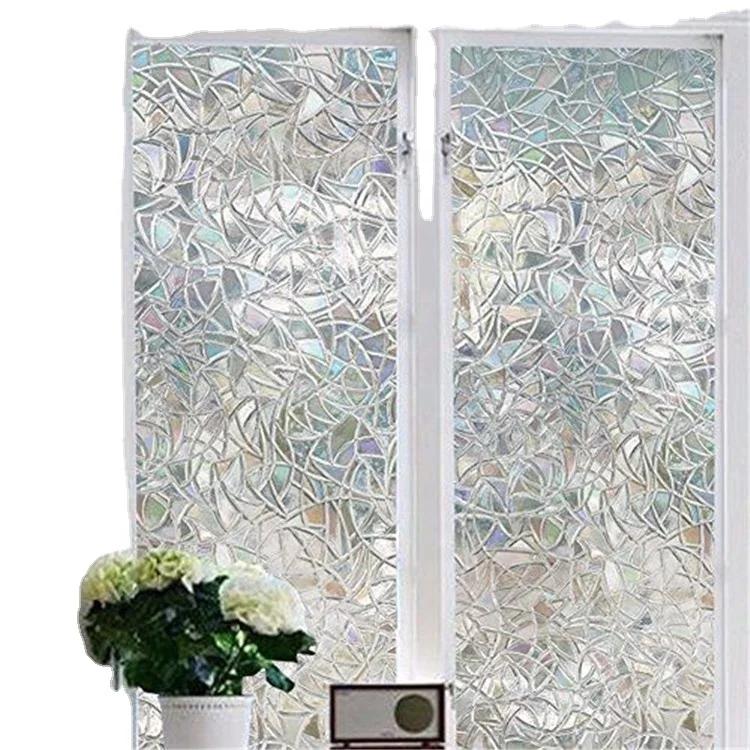 High Grade New Design Privacy Window Film Static Cling & Opaque  3D rainbow pattern