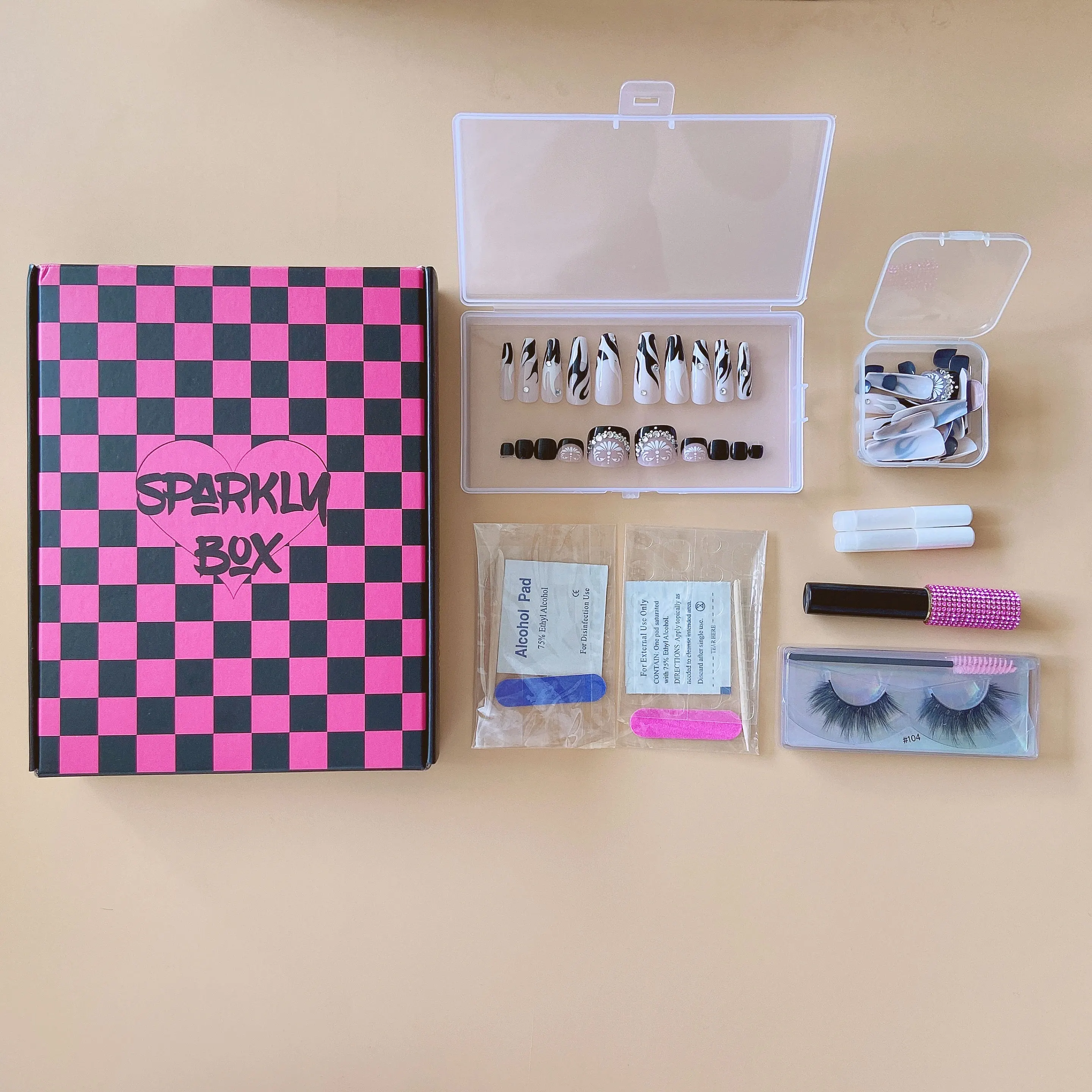 IN STOCK custom nails box beautiful fake fingernails makeup sets false eyelashes and press on nails toenail