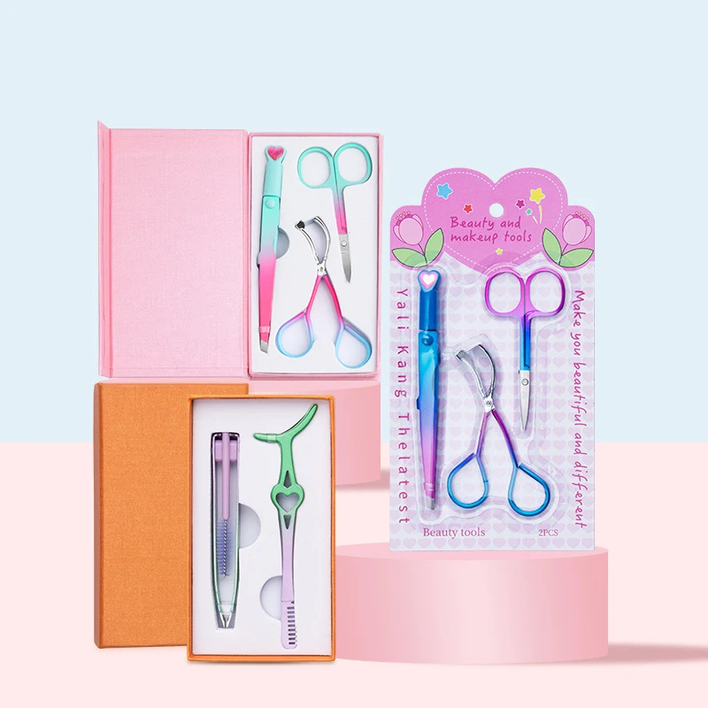Beauty Makeup Tweezers Extension Scissor Razor Eyebrow Grooming Kit for Eyebrow Trimmer