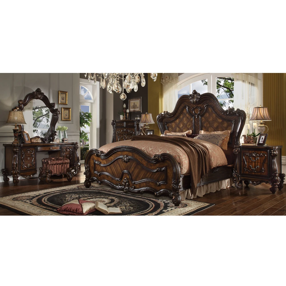  Home Bedroom Furniture Turkish Style Wooden Luxury Full Size Mirrored