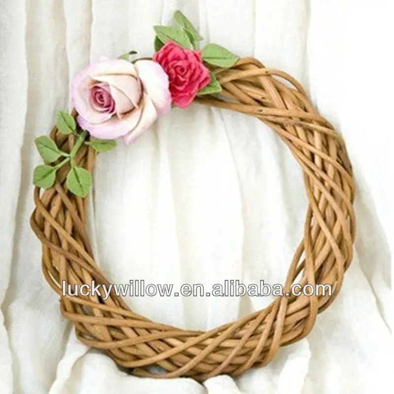 Hot sale white Christmas wicker wreath decoration