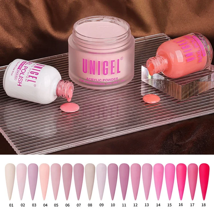 Unigel Wholesale #001-#018 Nail Supplies Private Label 3in1 Matching Acrylic Dipping Powder Gel Polish